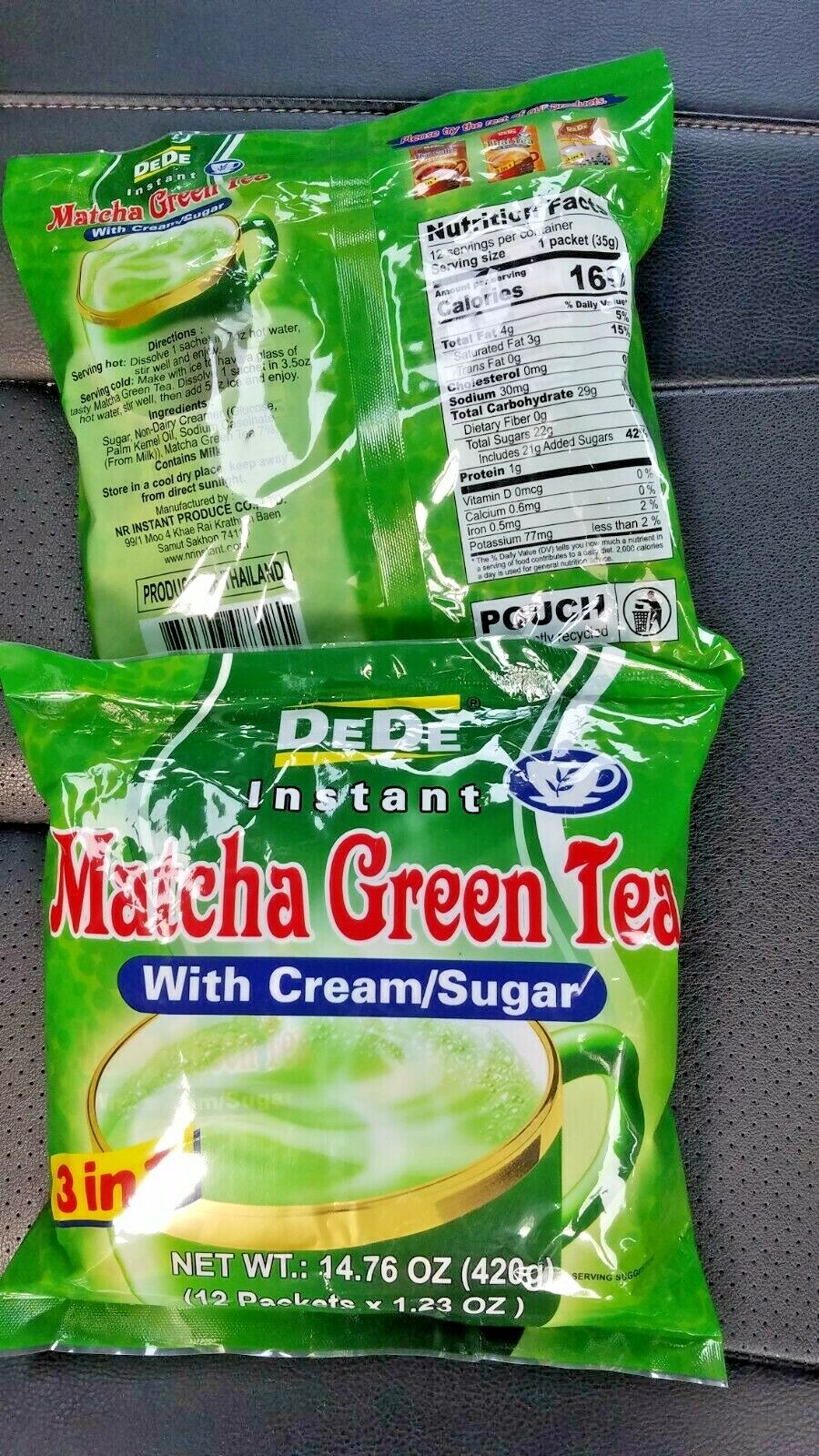 2 PACK DEDE 3 IN 1 INSTANT MATCHA GREEN TEA WITH CREAM SUGAR