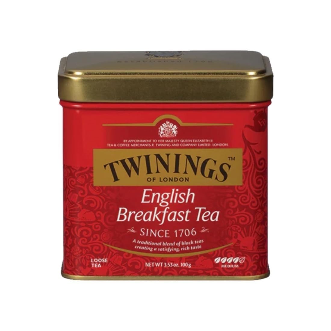 3.53 Ounce English Breakfast Loose Tea Tin – Rich Flavor, Natural & Caffeinated