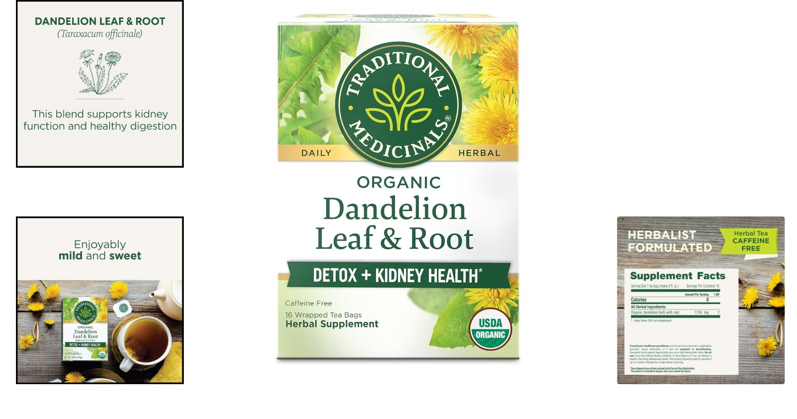 Caffeine-Free Organic Dandelion Tea – Supports Healthy Digestion – 16 Count