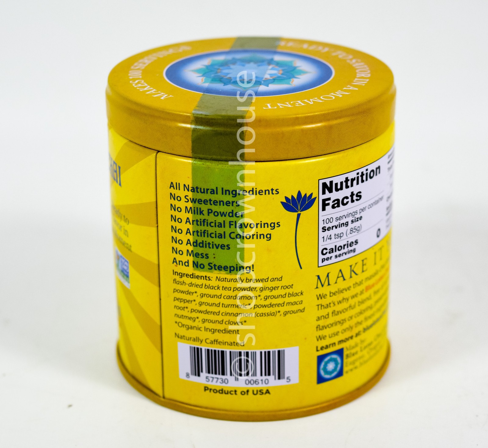 3 Blue Lotus Chai Tea Golden Masala Chai Makes 100 Cups 3oz canister 02/13/2027