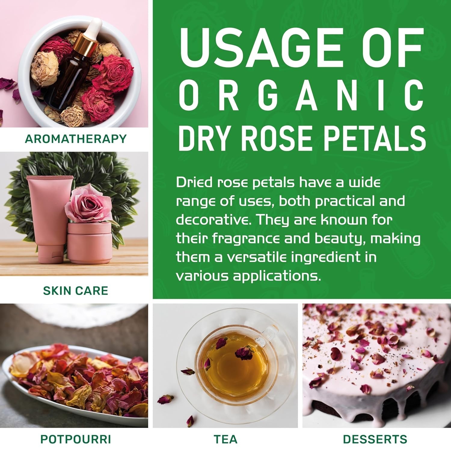 Jiva USDA Organic Dried Red Rose Petals 6 Oz 170g Large Bag – Food Grade, Edi…