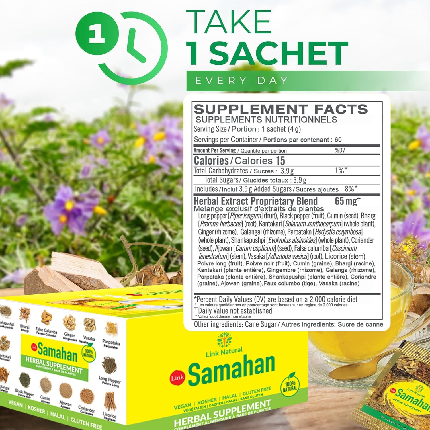 100 Link Samahan Ayurvedic Herbal Tea Packets Sri Lankan