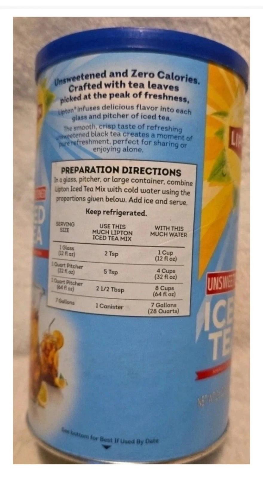 3 PACK NEW Lipton Caffeinated Unsweetened Instant Iced Tea 28 Quarts EXP. 11/26