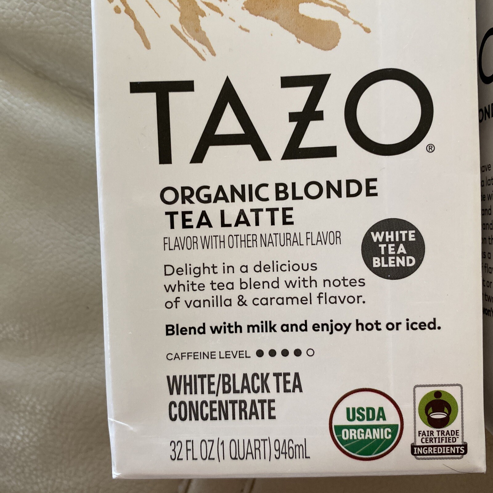 Tazo Organic Blonde Tea Latte White And Black Tea Concentrate 32 oz (Pack Of 3)