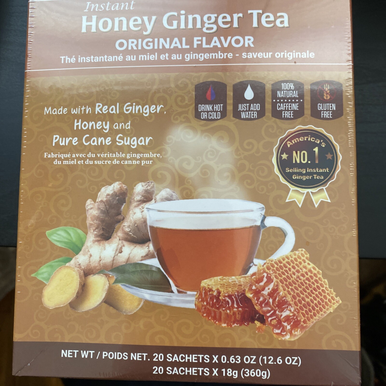 Pocas Honey Ginger Tea, Original, 12.7 Ounce, 20 Bags