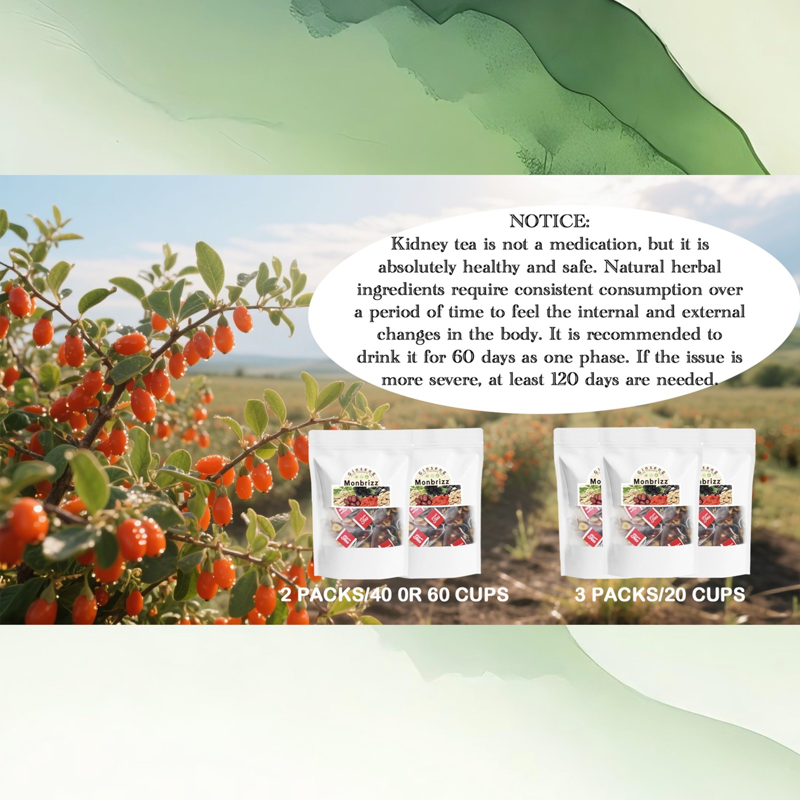 Monbrizz kidney tea formula Ginseng Six treasure te divina, maca root,…