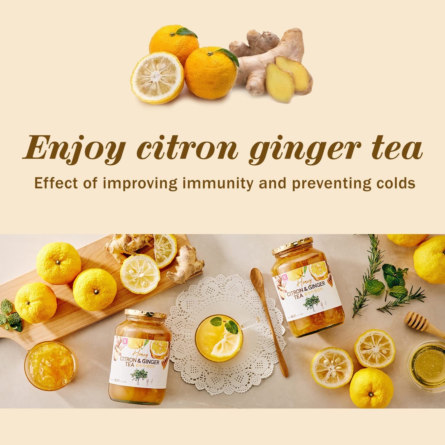 Honey Citron & Ginger Tea – Korean Marmalade with Chemical-free and Fresh Yuz…