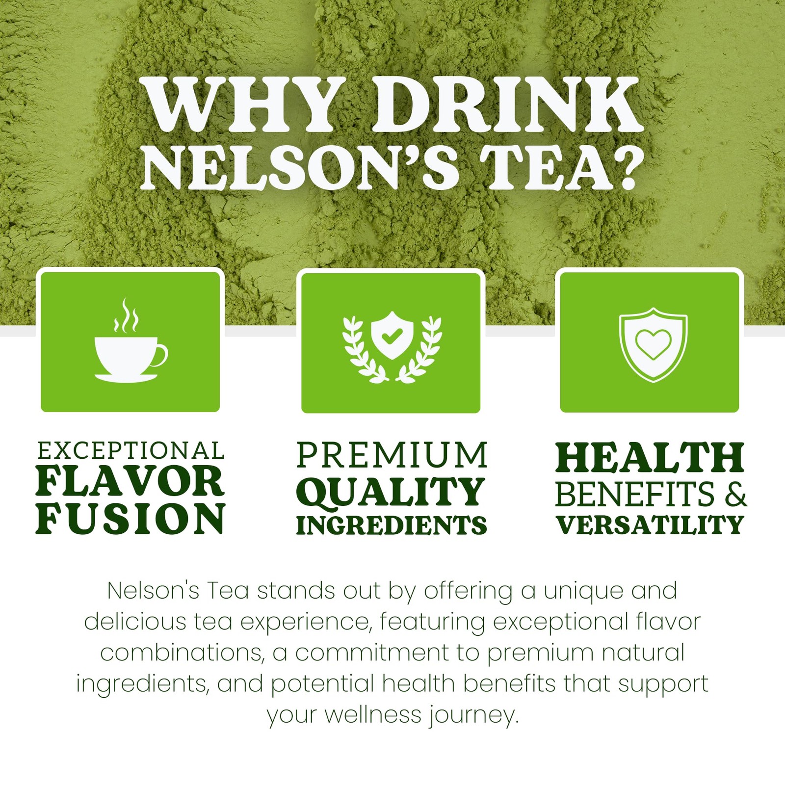 Nelson’s Tea Organic Matcha Powder – Premium Culinary Grade Green Sample