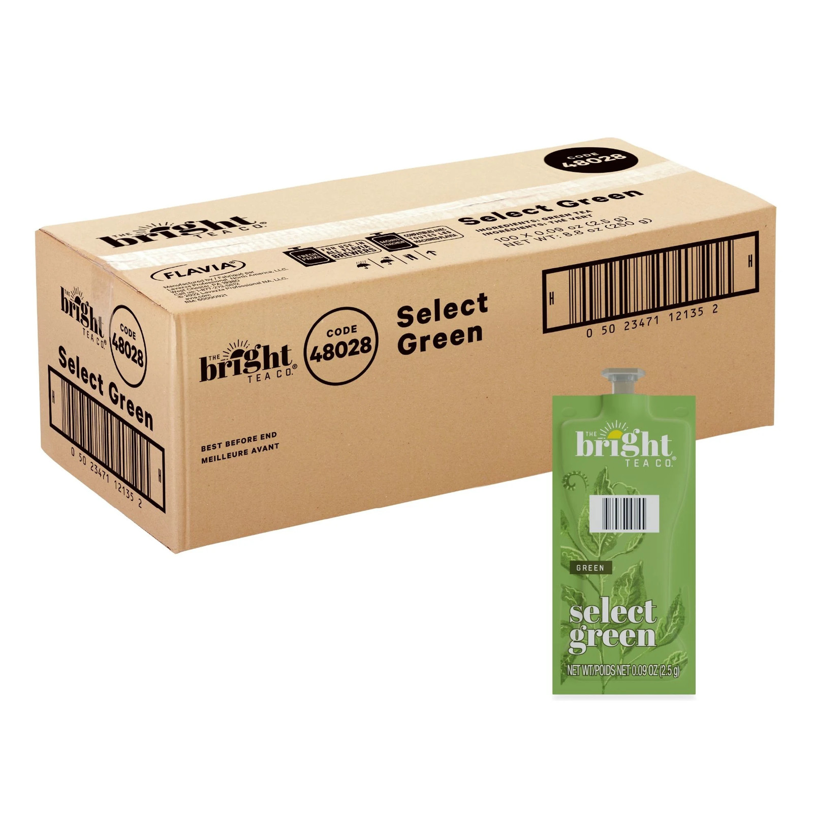Flavia The Bright Tea Co. Select Green Tea Freshpacks, 0.25 Oz, 100-Pk