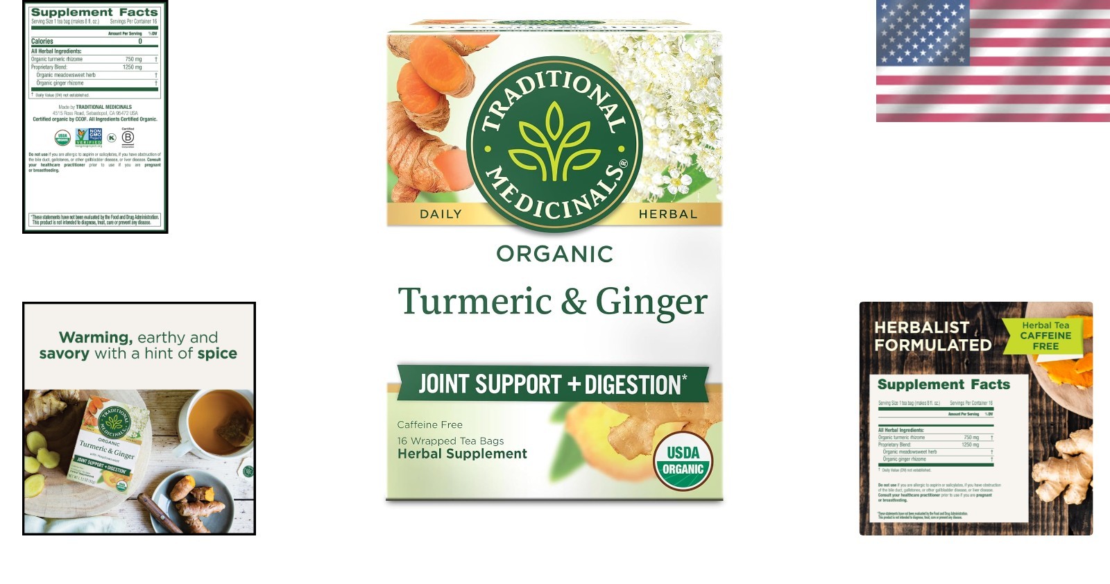 Kosher Caffeine-Free Turmeric Tea with Ginger – 16 Herbal Bags for Wellness