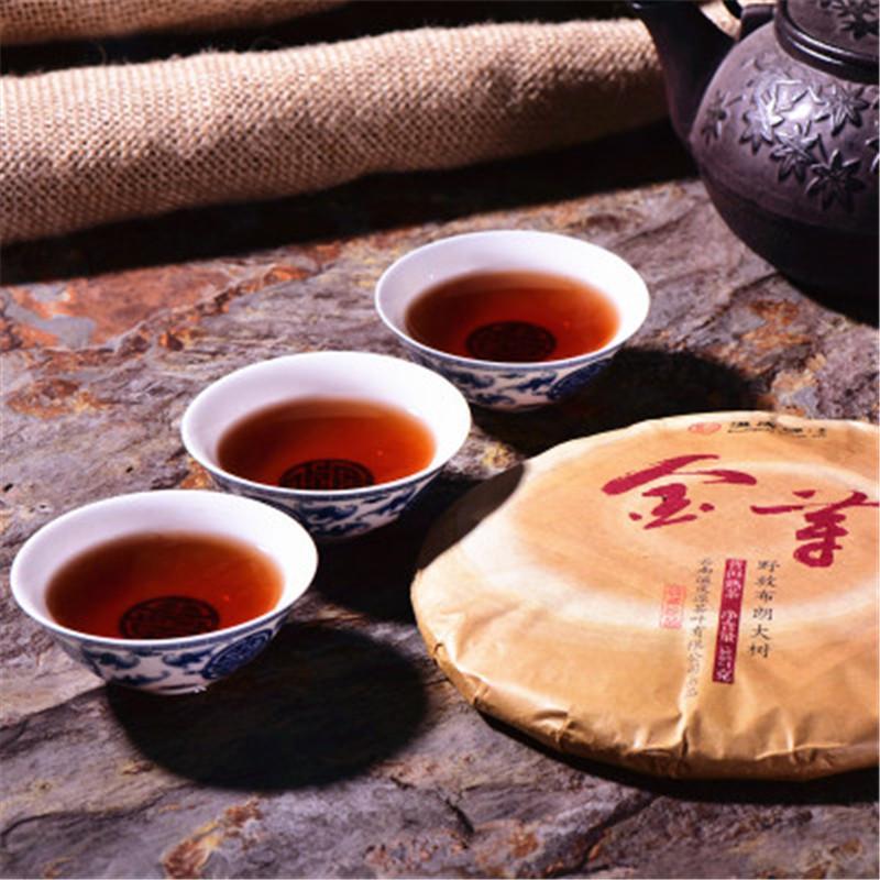 Premium Yunnan Ripe Puerh Tea Natural Wild Golden Bud Palace 357g Cake