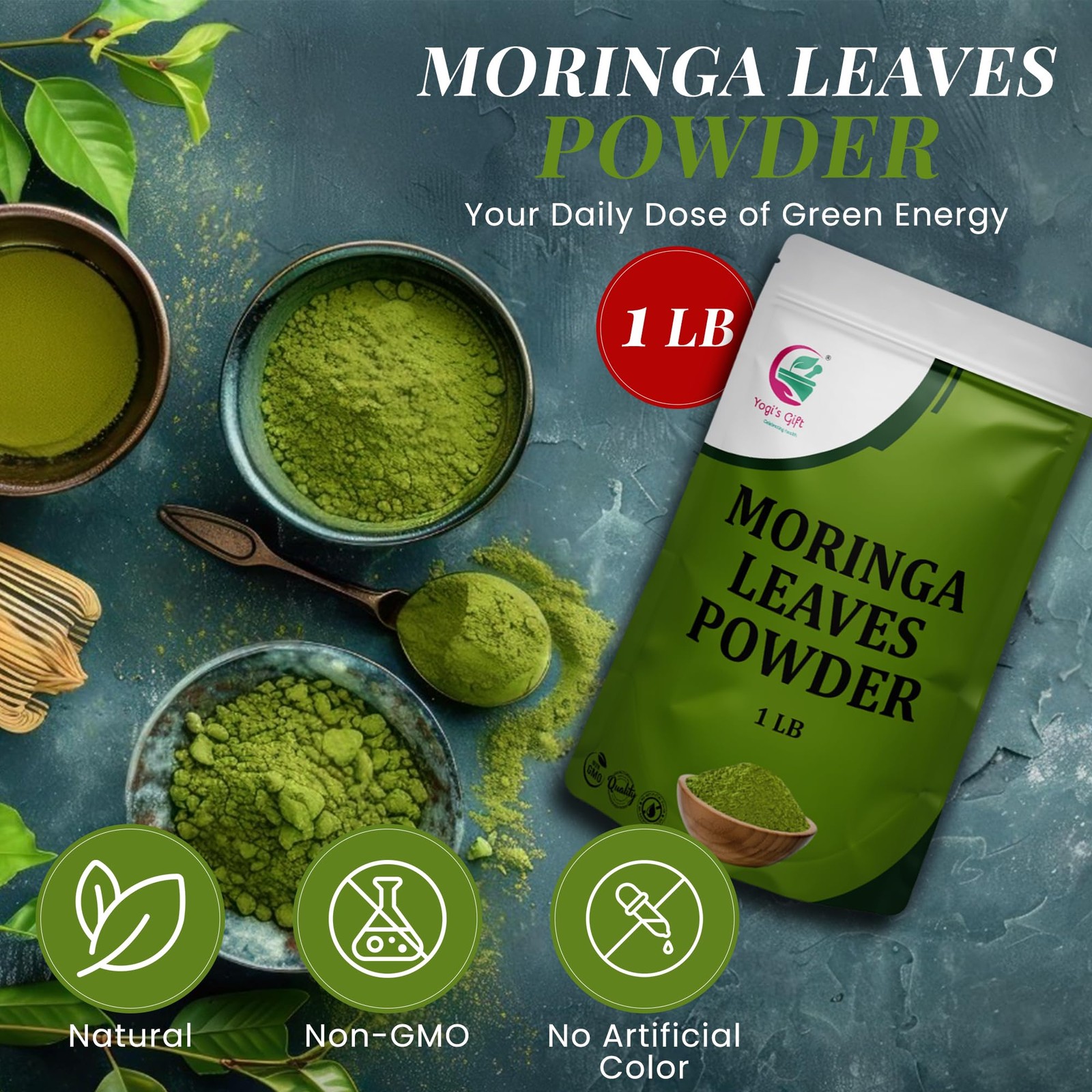 Moringa Powder 1 LB, 100% Pure & Natural Moringa Leaf Powder, Premium Quality…
