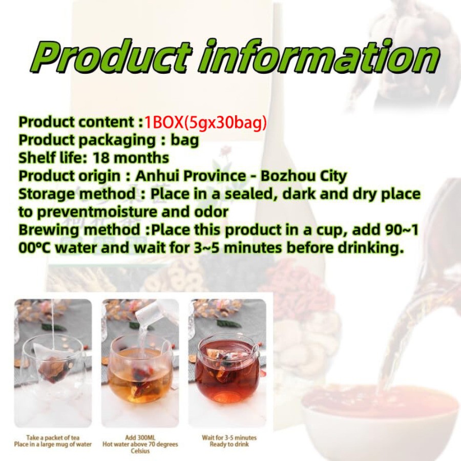 Ginseng Five Treasures Tea Kidney Tea, Natural Organic Kidney Cleanse Detox Tea