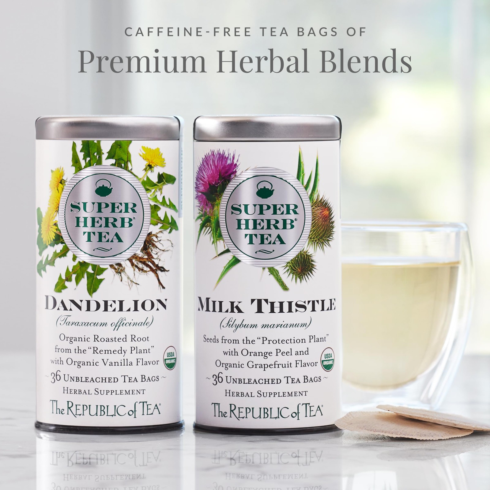 Herbal Tea Organic Milk Thistle Naturally Caffeine-Free 36 Herbal Tea Bags