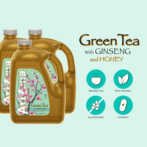 Green Tea Gallon Bottle 128 Fl Oz Sugar Free Honey Ginseng Gluten Free High