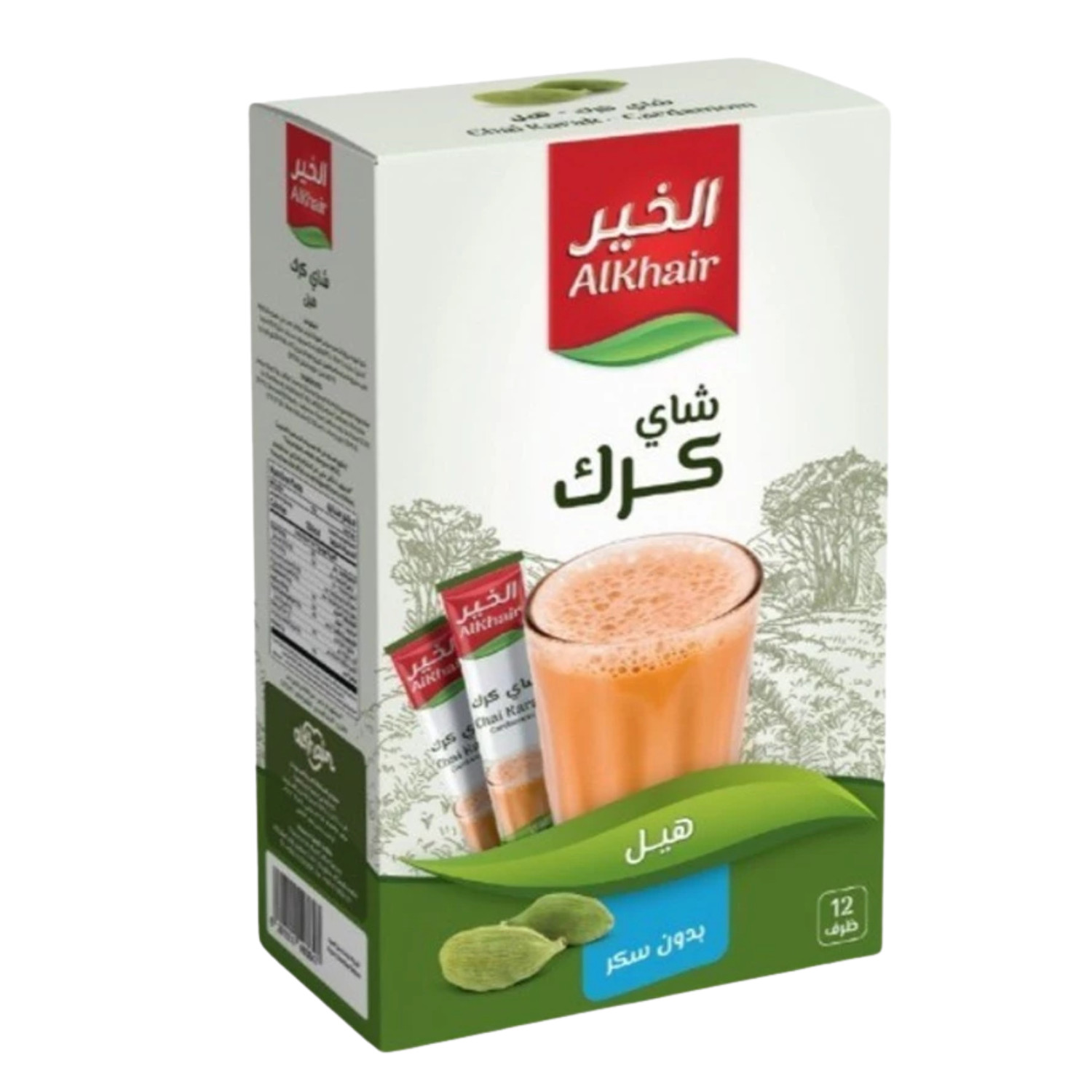 3x AlKhair Chai Karak Sugar Free Instant Tea 12 Sachets Cardamom Milk Tea Halal