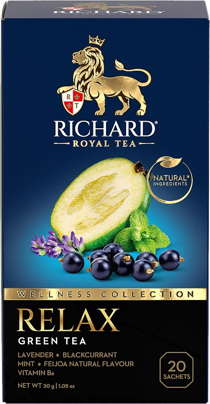 RICHARD RELAX Green Tea 20 sachets Lavander Mint Feijoa Blackcurrant B6 RF