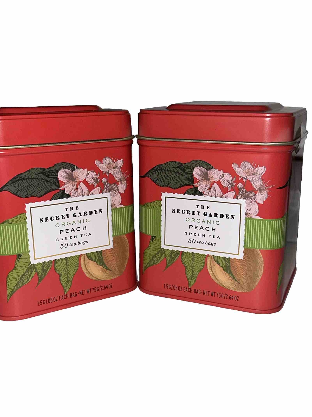 THE SECRET GARDEN 🫖 ORGANIC PEACH 🍑 GREEN TEA 100 tea bags = 2 tins
