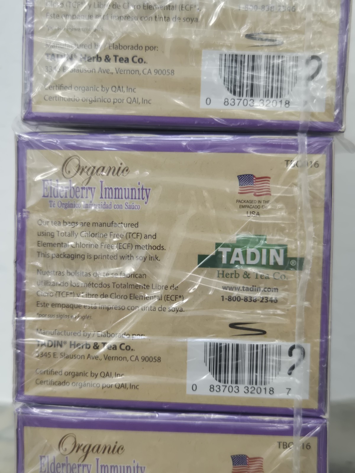 Tadin Organic Elderberry Immunity 20 Tea Bags (Lot Of 6 Boxes) Sick Health Drink
