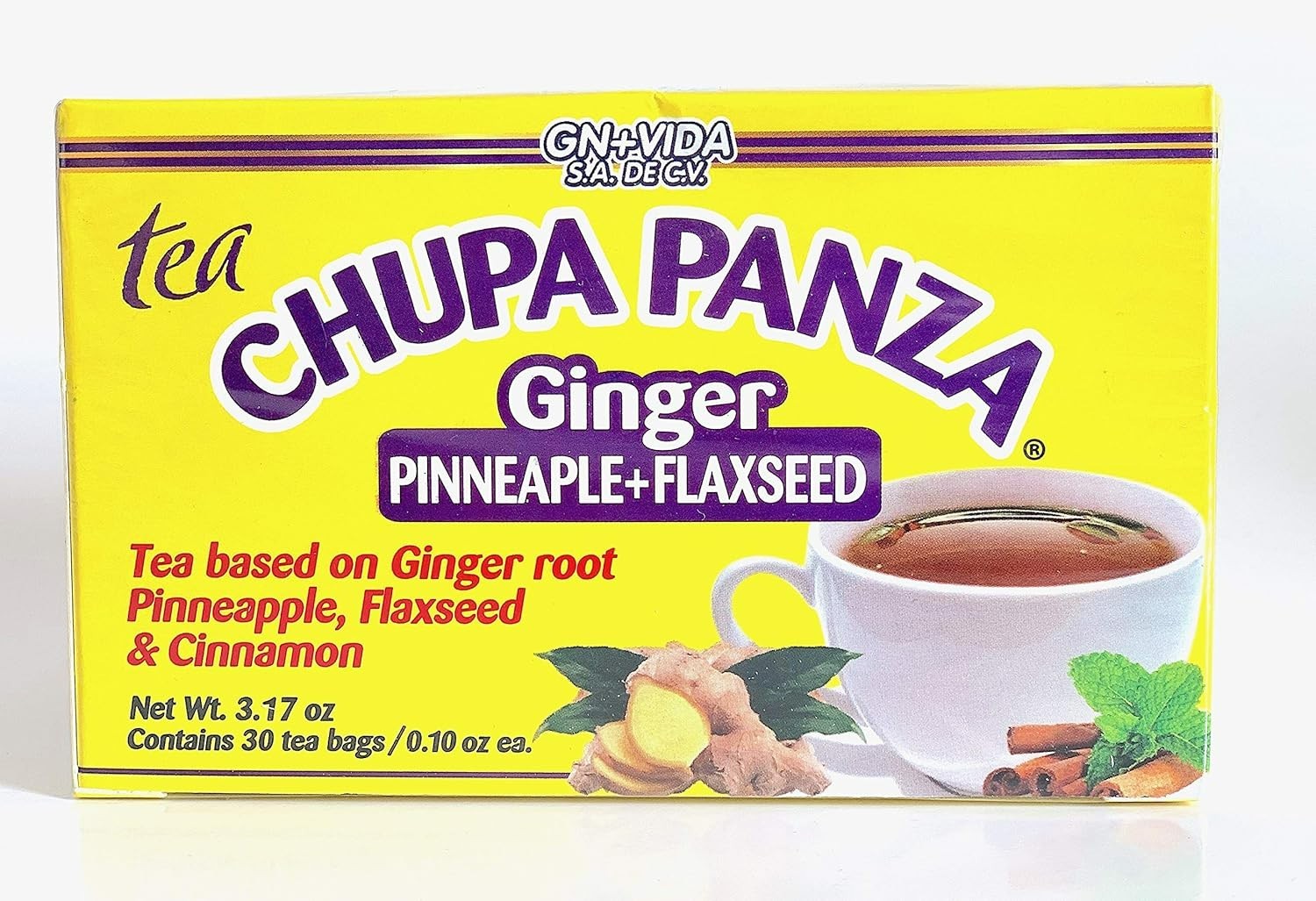 Tea CHUPA Panza, Tea Based ONGINGER Root, PINNEAPPLE, Flaxseed & Cinnamon 30 …