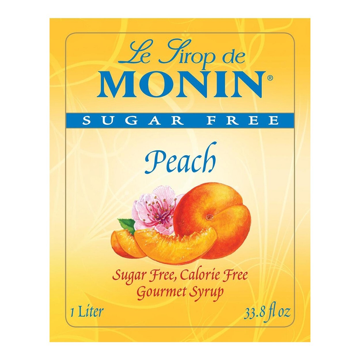 Monin Sugar Free Peach Syrup – Bottle (1 Liter), H-Peach, 1.0L- sf
