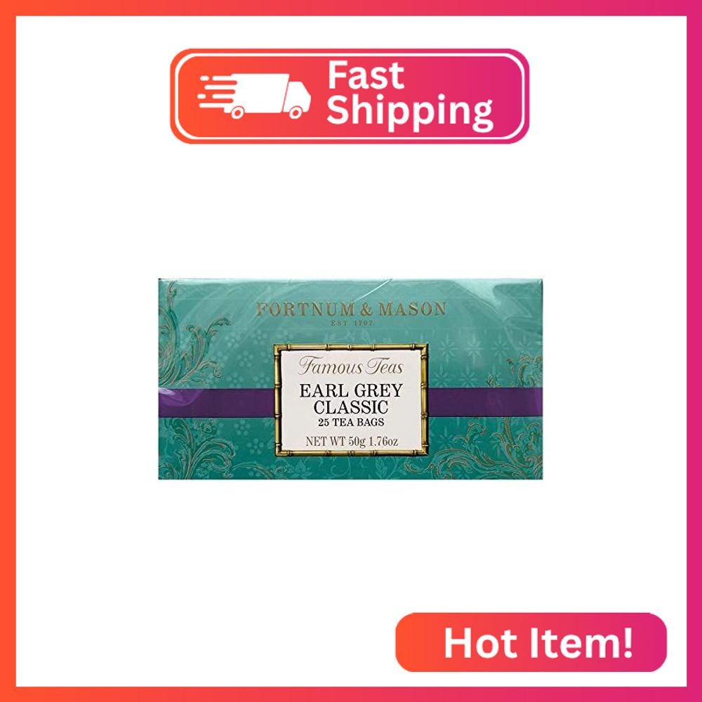 Fortnum and Mason British Tea. Earl Grey Classic 25 Count Tea Bags (1 Pack) USA
