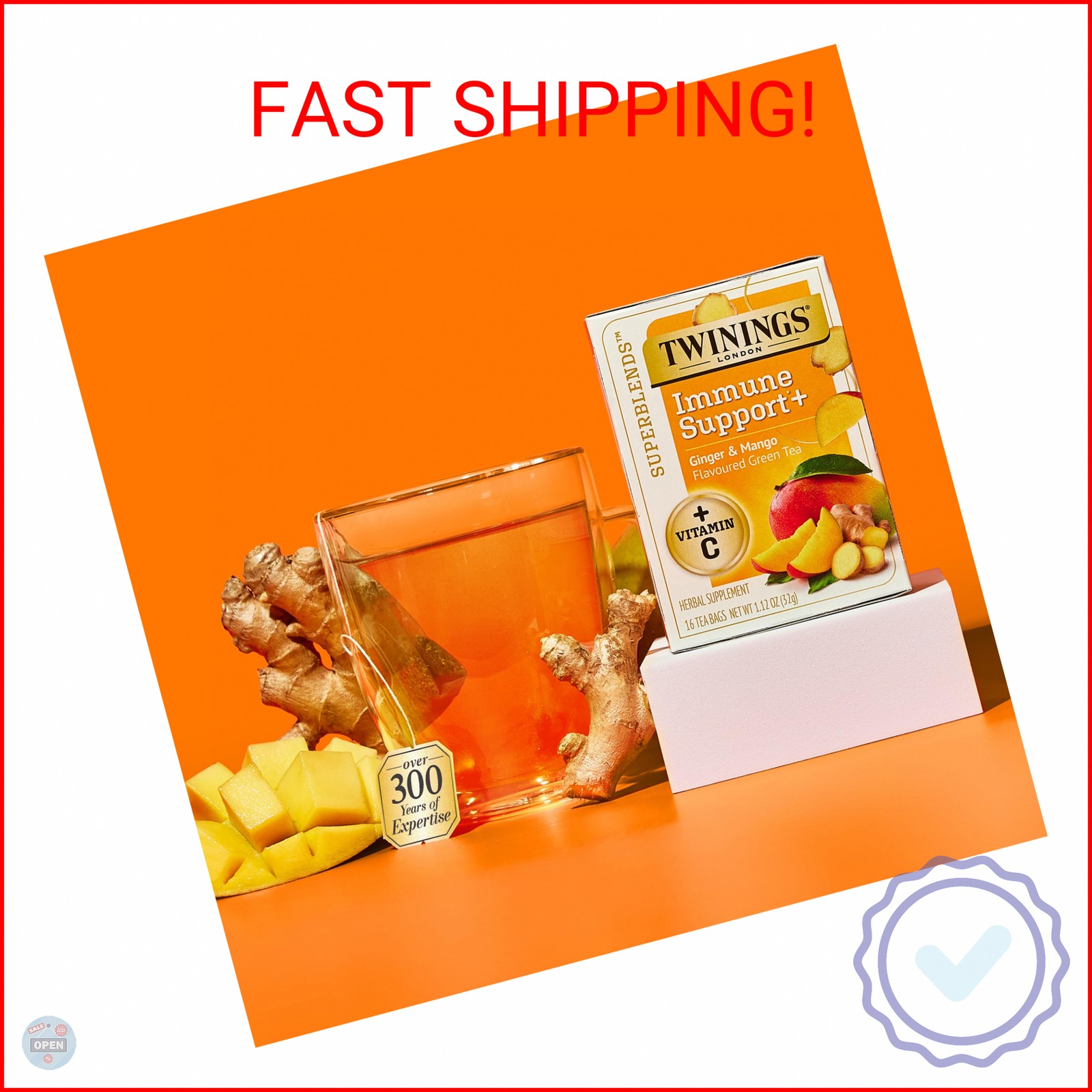 Twinings Superblends Immune Support+ Herbal Tea with Vitamin C, Ginger & Mango F