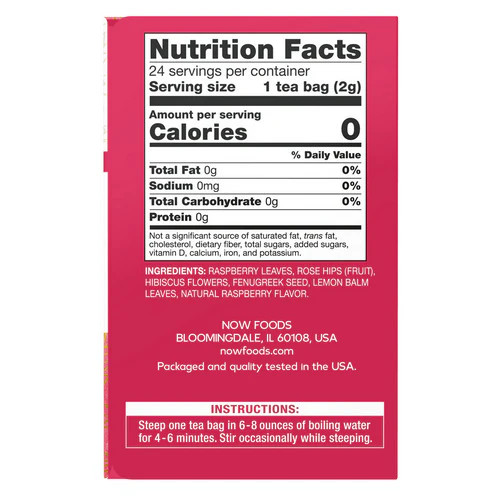 Women’s Righteous Raspberry Tea 24 Tea Bags By Now Foods