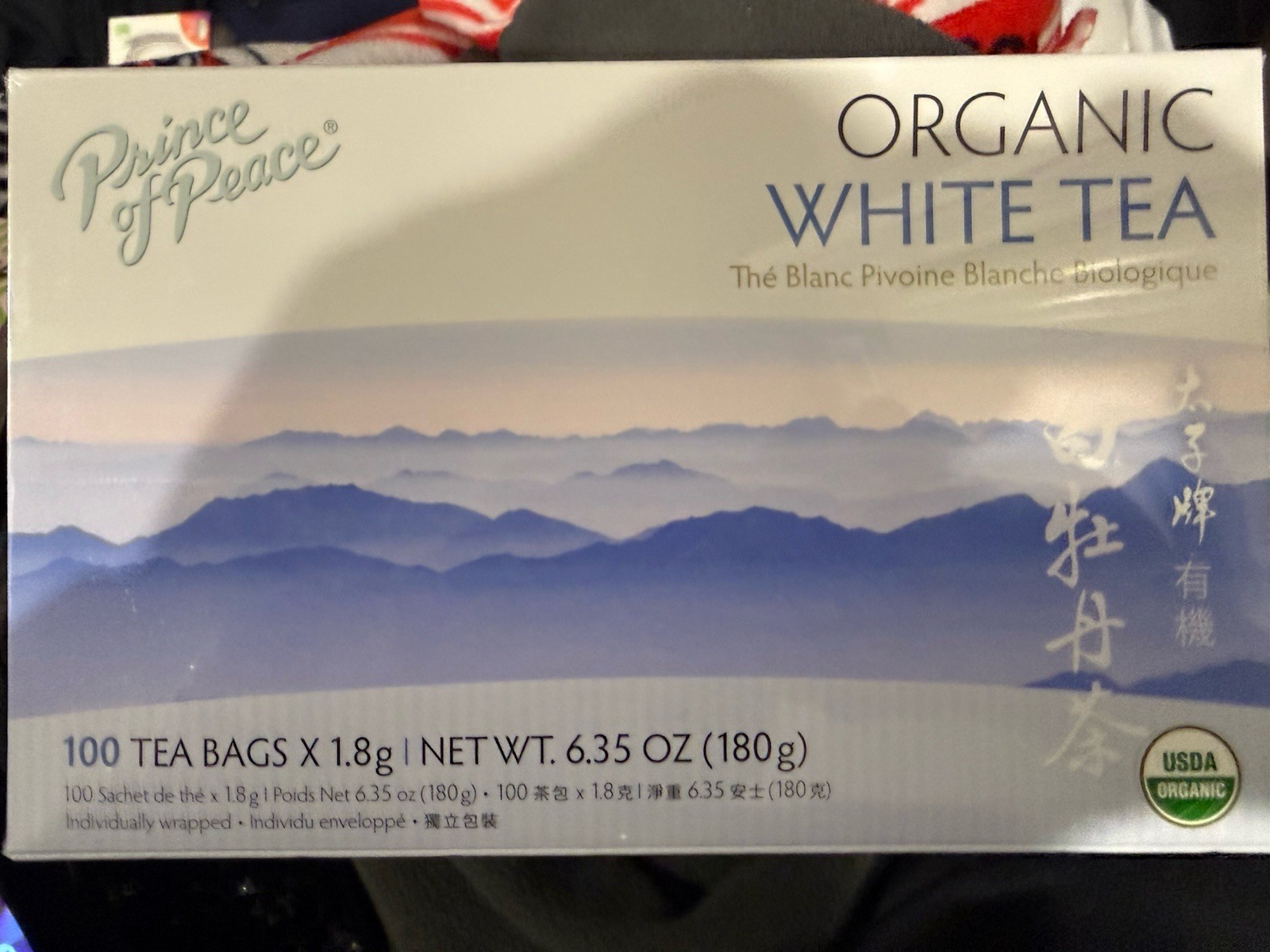 1 Box, Prince of Peace 100% Organic White Tea, 6.35 Oz / 180g – 100 Tea Bags