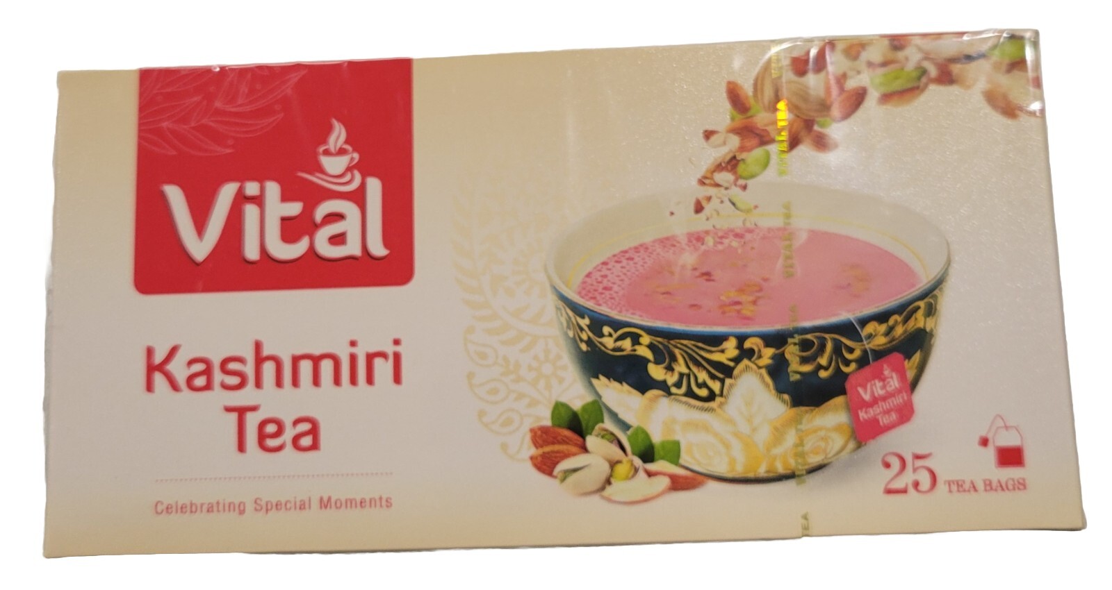 Kashmiri Tea Bags Vital with Pistachio & Almond Toping Pack Inside (25 Tea Bags)