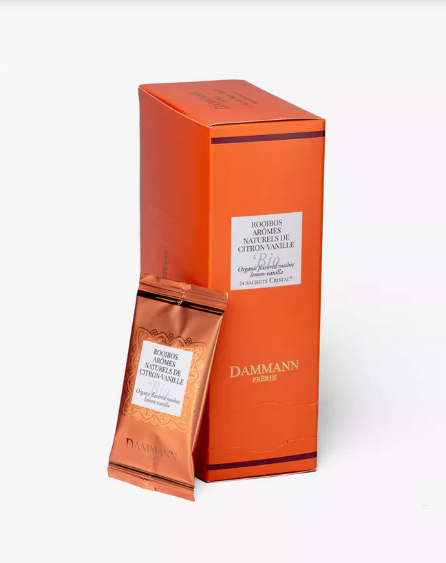 DAMMANN FRERES – Organic rooibos lemon-vanilla – 2 x 24 wrapped crystal tea bags