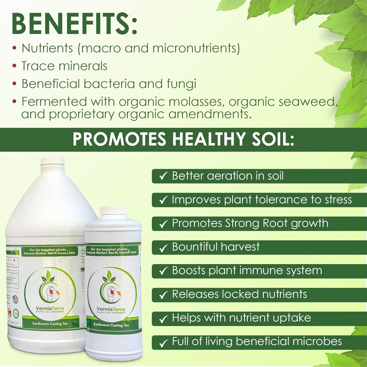 1 Gallon Organic Worm Tea & Kelp Biofertilizer – Nourish Plants & Boost Growth