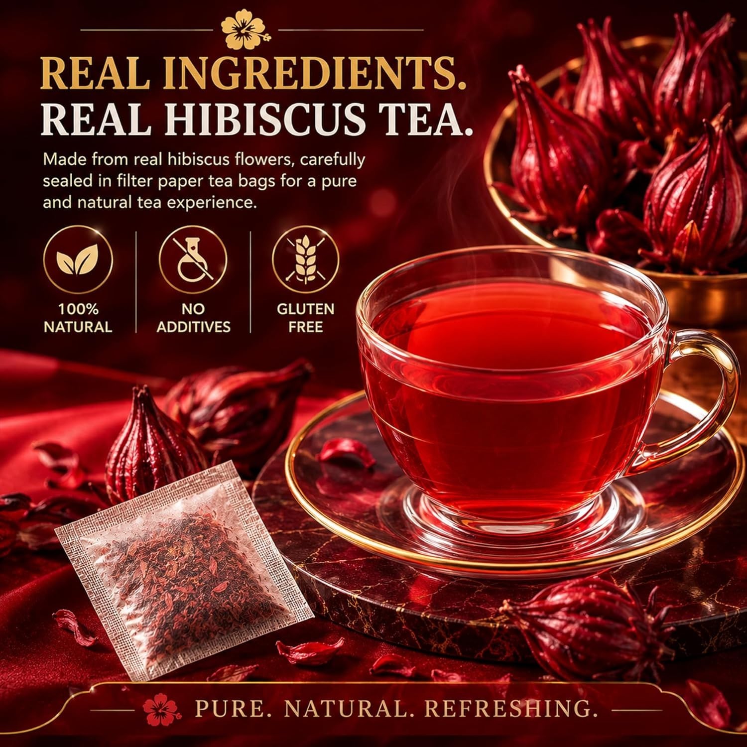 WOTIHA Premium 80 Hibiscus Flower Tea Bags (Flor de Jamaica) – 100% Natural, Tar