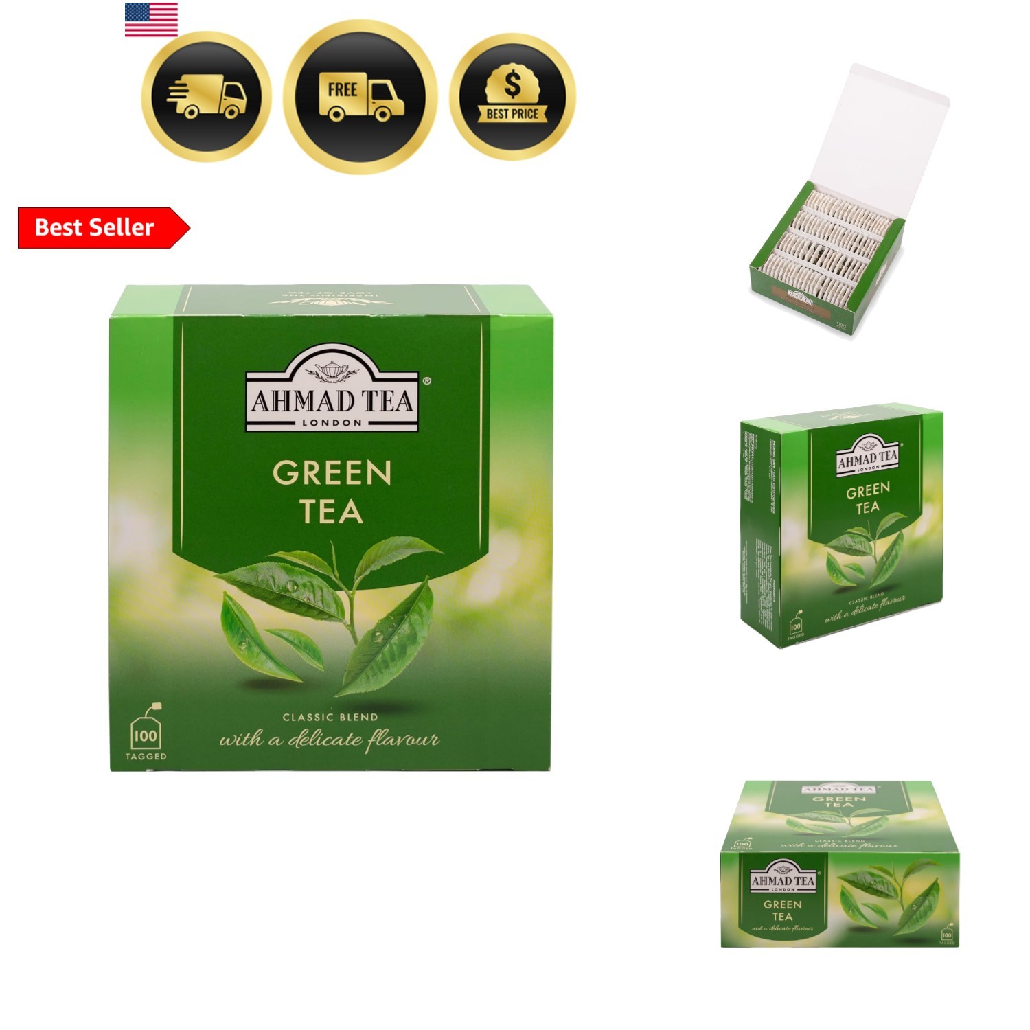 Green Tea, Green Tea Teabags 100 ct – Caffeinated & Sugar-Free