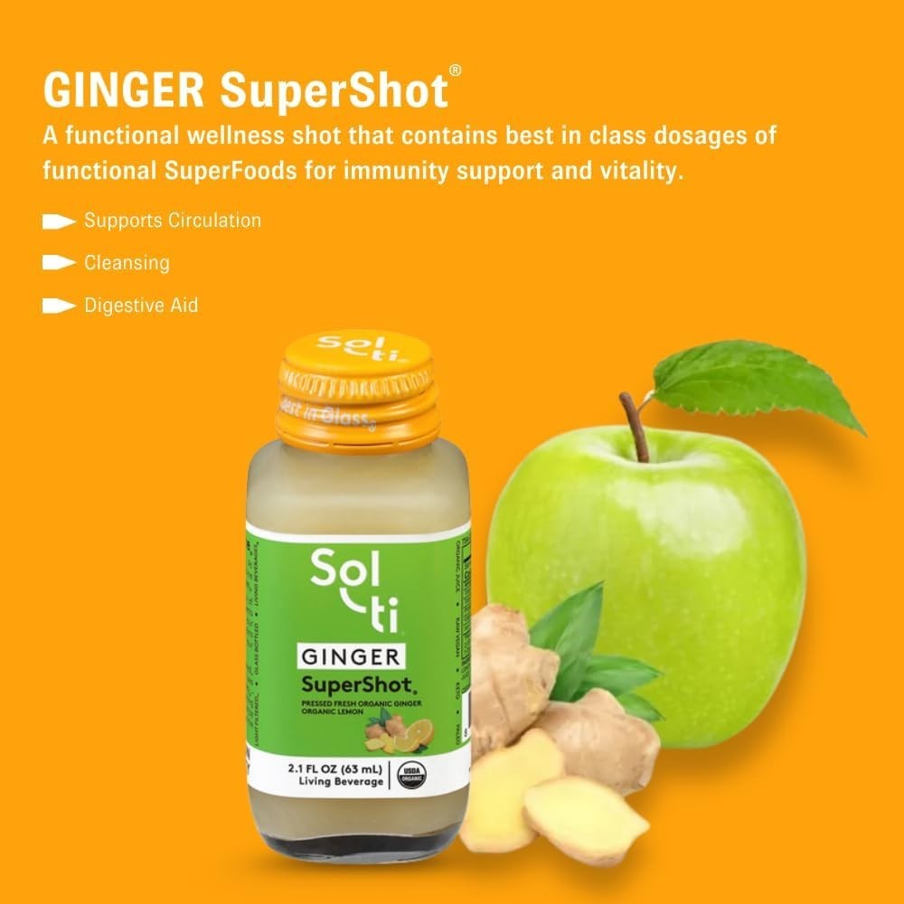 Organic Ginger SuperShot: Immune-Boosting Cold-Pressed Juice – 25.2 Fl Oz