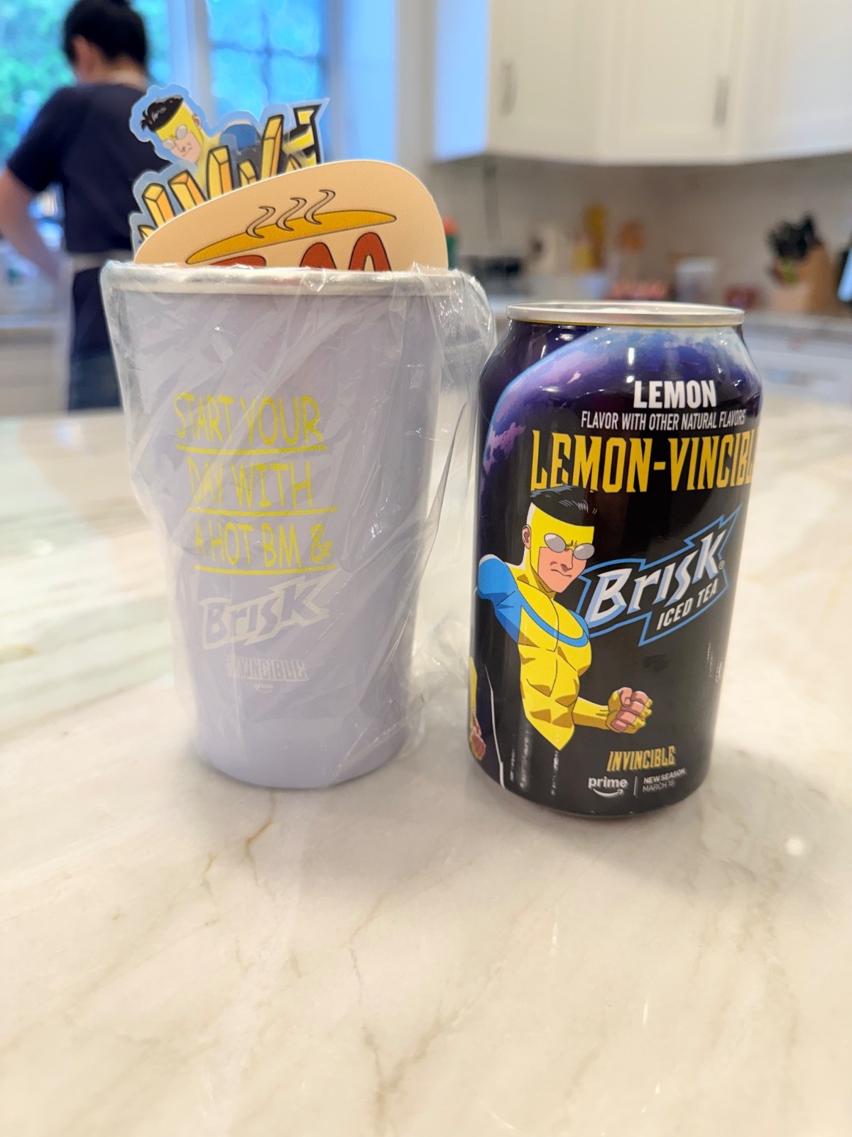 Invincible limited addition brisk iced tea, 15oz Brisk Invincible cup, stickers