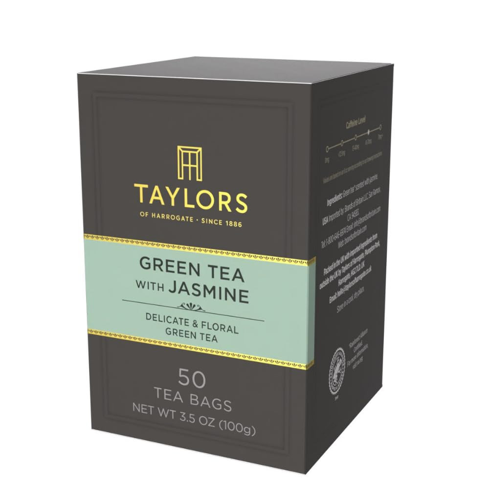 Green Tea with Jasmine, Pillow Tea Bags, 50 Count (Pack of 6), Delicate, Floral