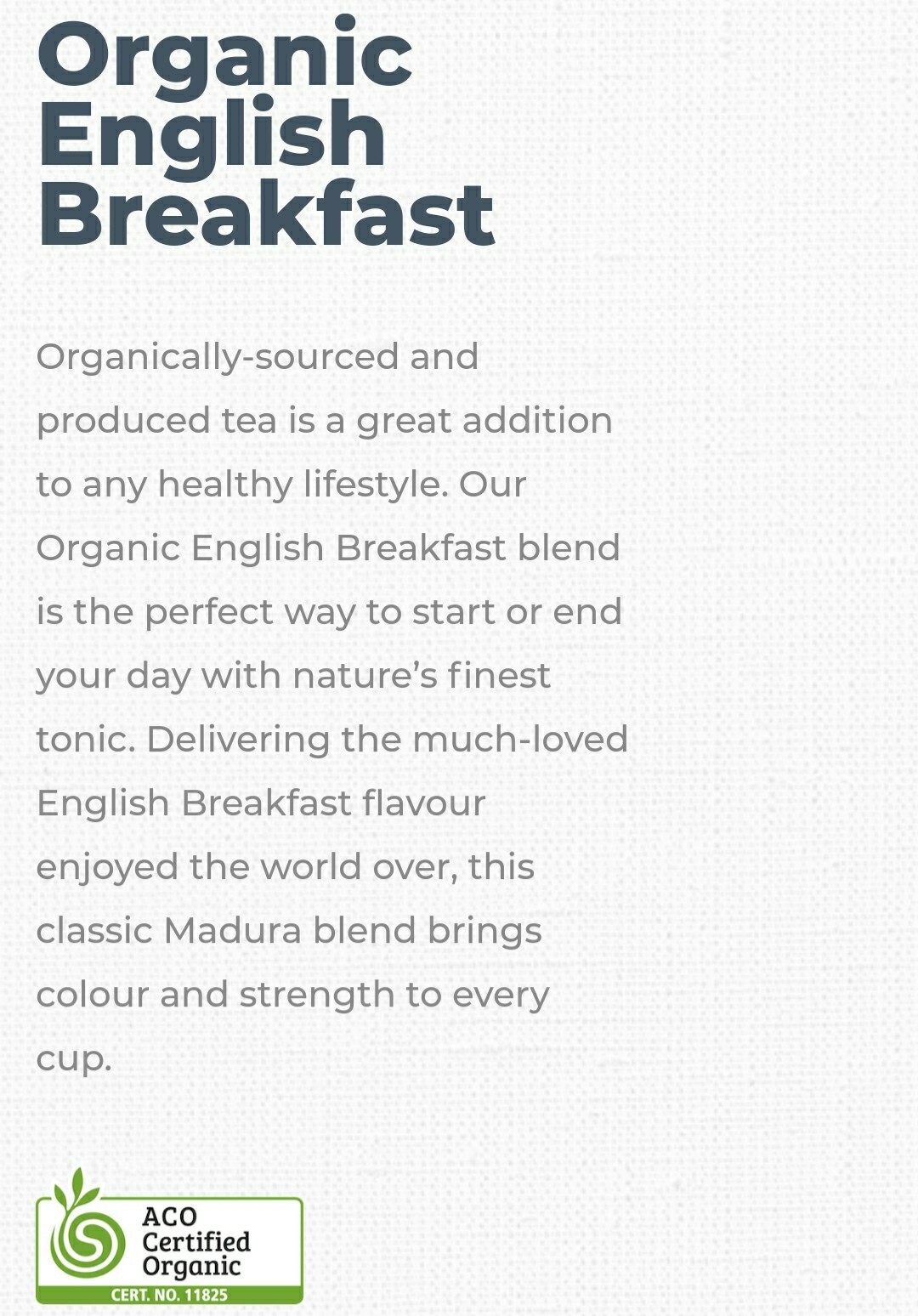 Organic English Breakfast TEA 500 BAGS Australian Certified TEA BAGS Madura tea.