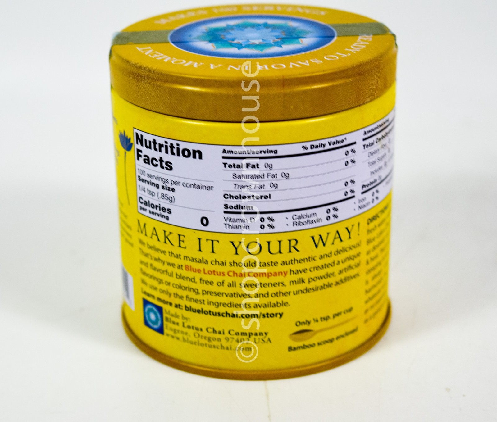 3 Blue Lotus Chai Tea Golden Masala Chai Makes 100 Cups 3oz canister 02/13/2027