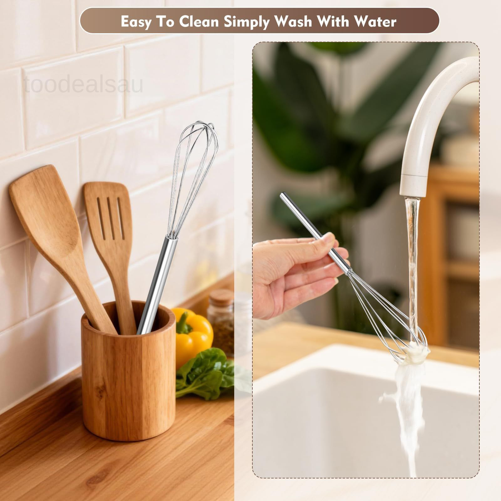 10 Inch Mini Whisk, 304 Anti-Rust Stainless Steel Small Whisks Mini, Silver