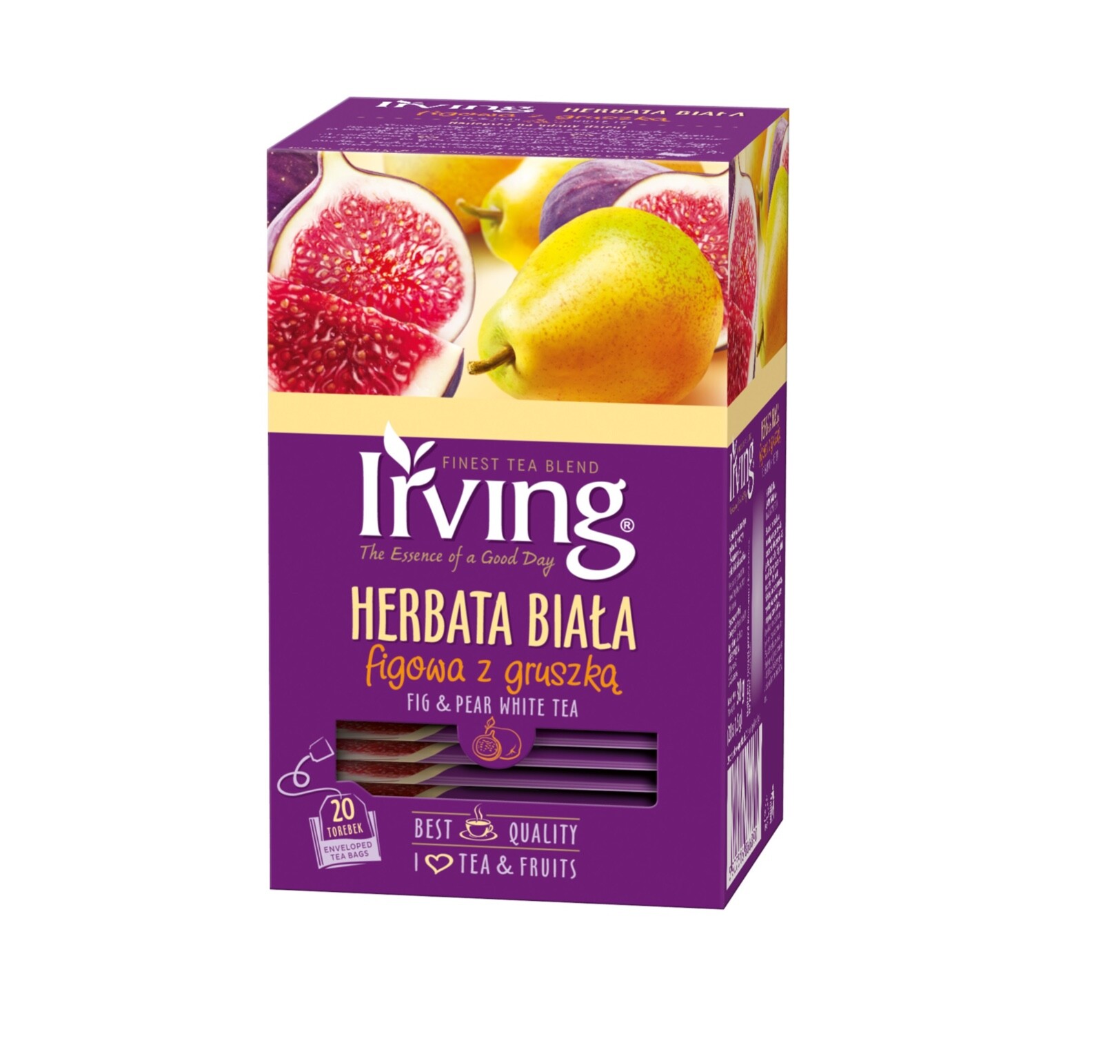 IRVING White Tea: FIG & PEAR- Made in Europe-1 box/ 20 te bags FREE SHIPPING