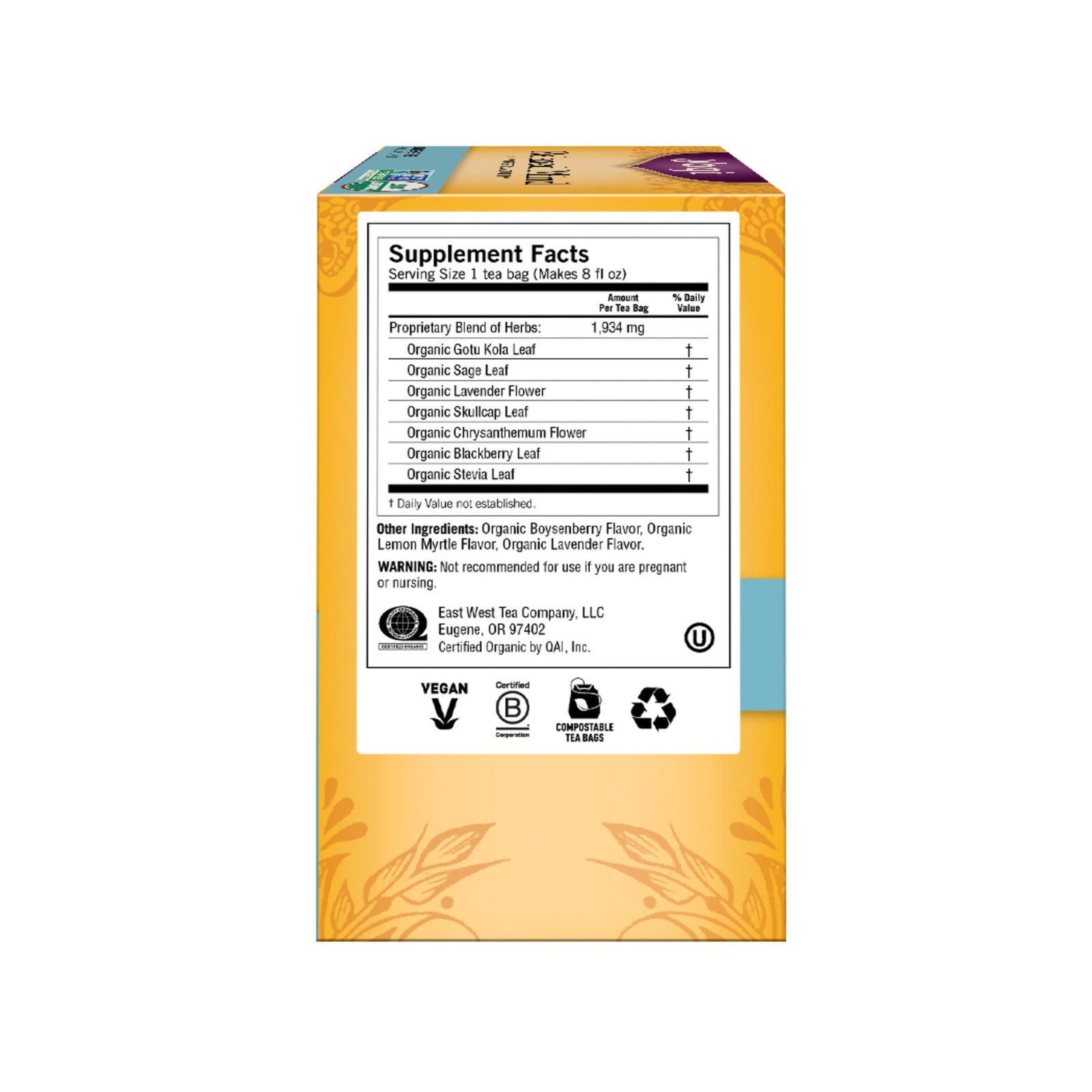 Yogi Tea Relaxed Mind Herbal Blend 16 Count Natural Relaxation Tea