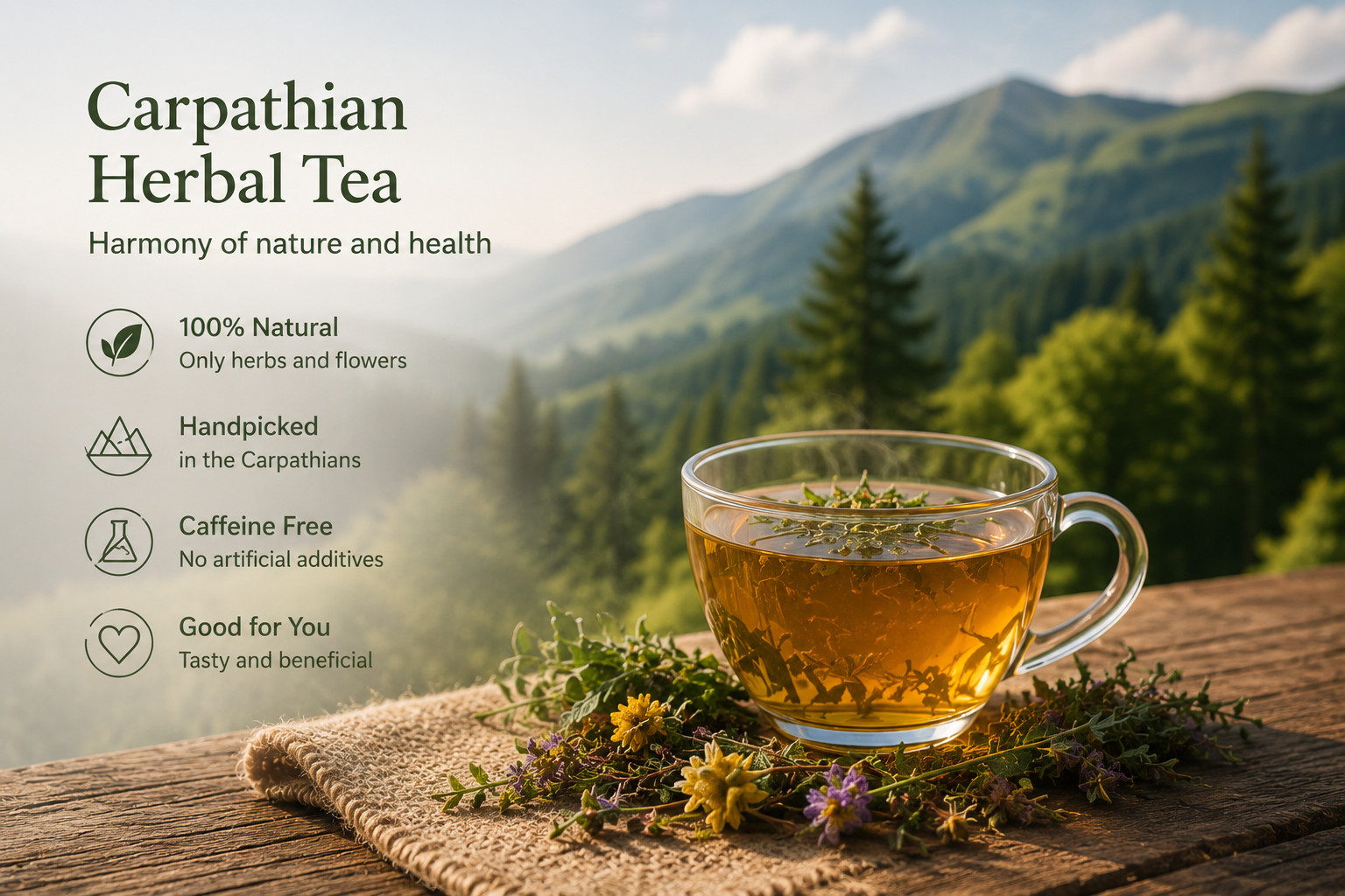 Carpathian Forest Herbal Tea 120g Ivan Tea Mint Wild Herb Blend