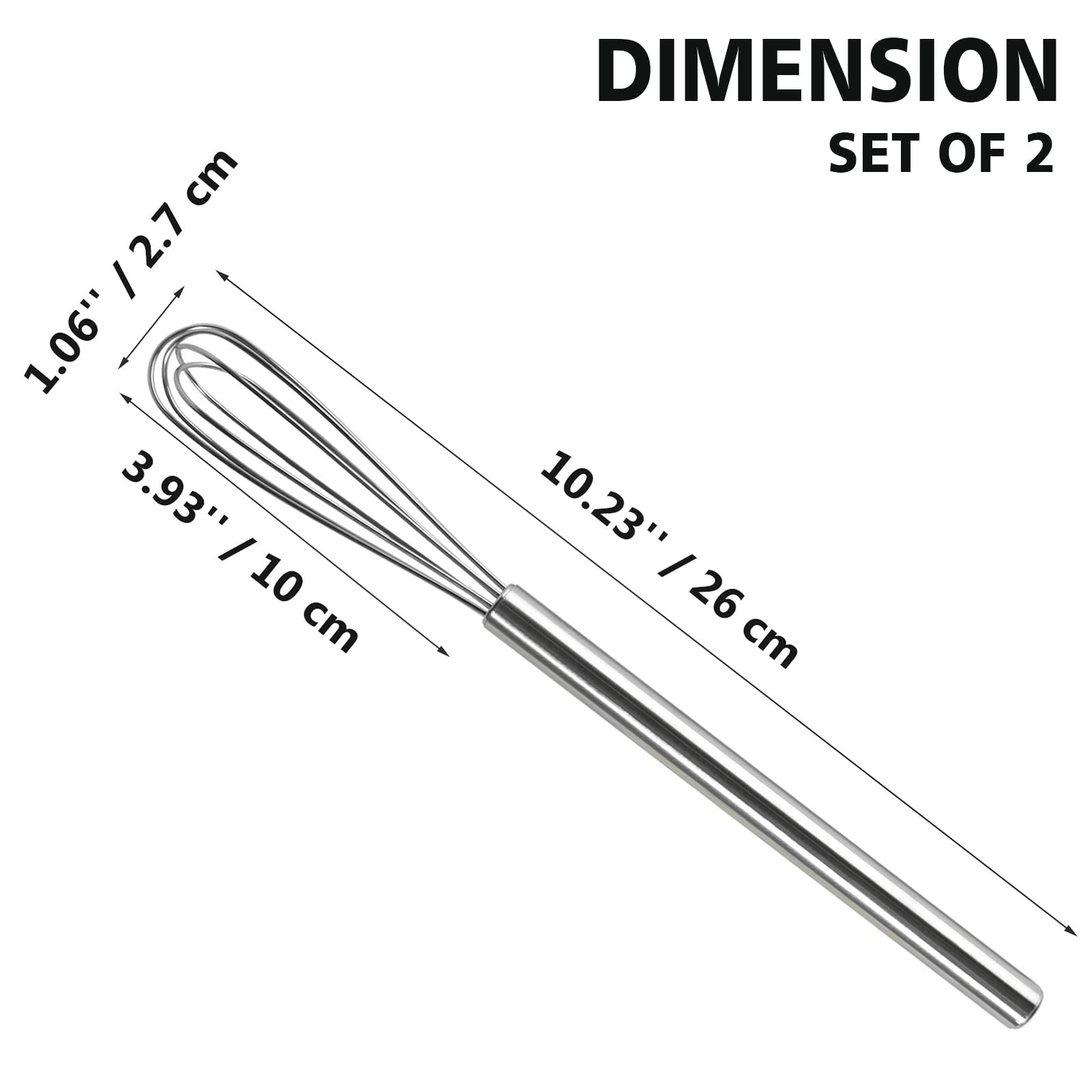 Webake 2 Pack Mini Whisks 304 Stainless Steel Small Whisks, Whisk,