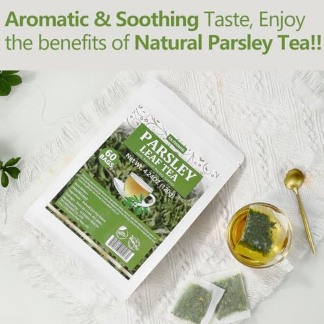 Premium 60 Parsley Tea Bags, Made with 100% Natural Parsley Leaves, Caffeine Fre