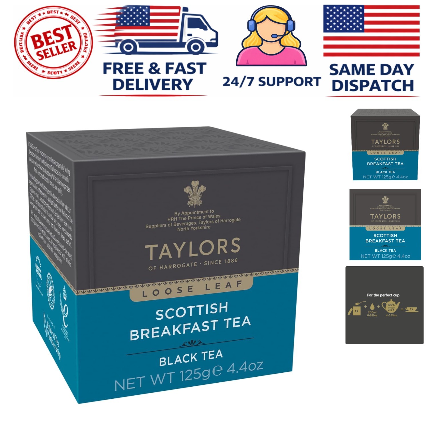 4.41 Oz Scottish Breakfast Black Tea – Malty, Strong & Energizing