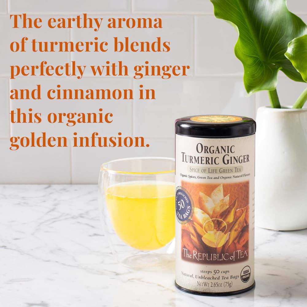 Organic Turmeric Ginger Green Tea – 250 Naturally Caffeinated Tea Bags