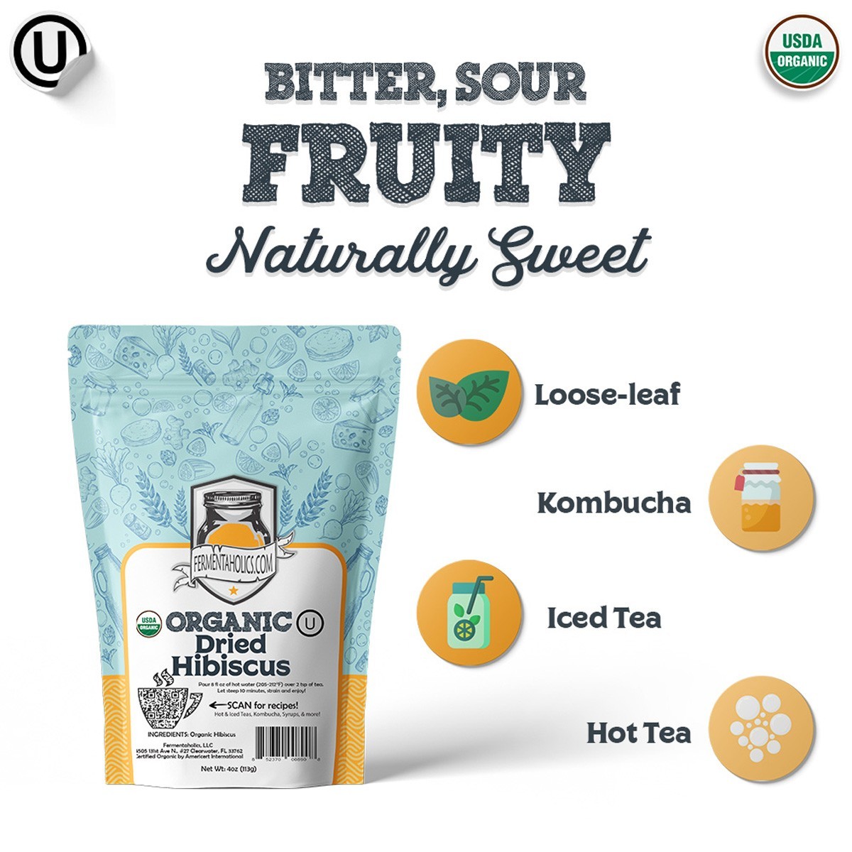 Fermentaholics USDA Certified Organic Dried Hibiscus Flowers