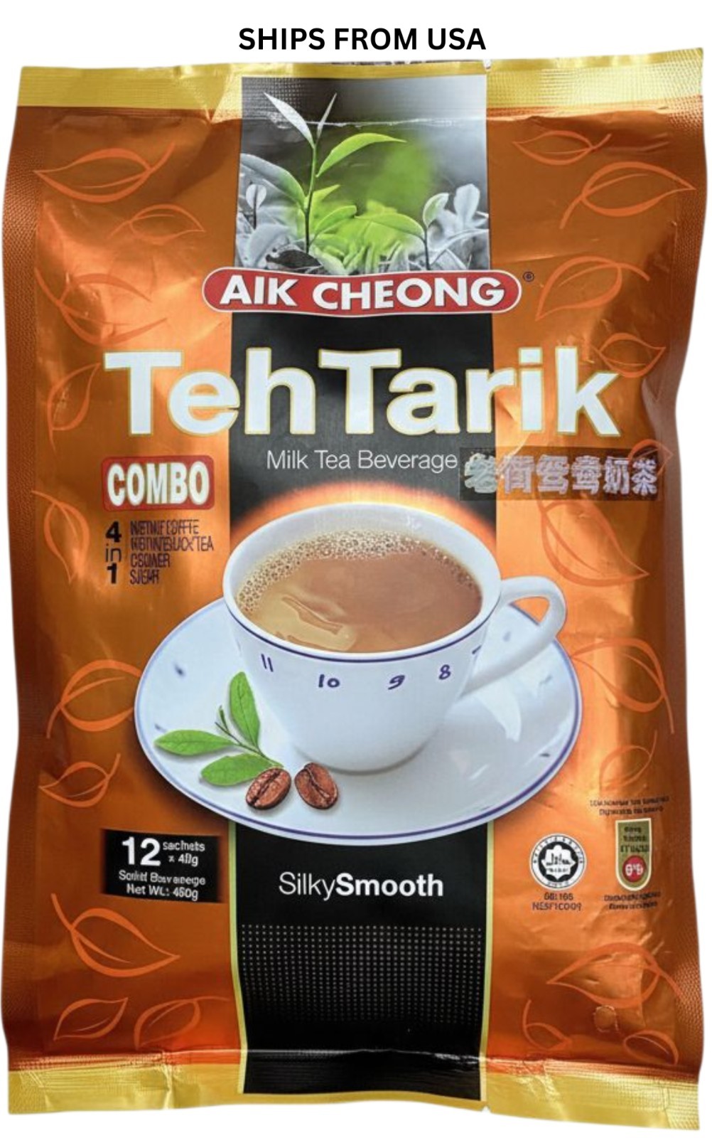 Aik Cheong Teh Tarik COMBO – 4-in-1 Coffee & Tea Fusion – 12 Sachets (480g)