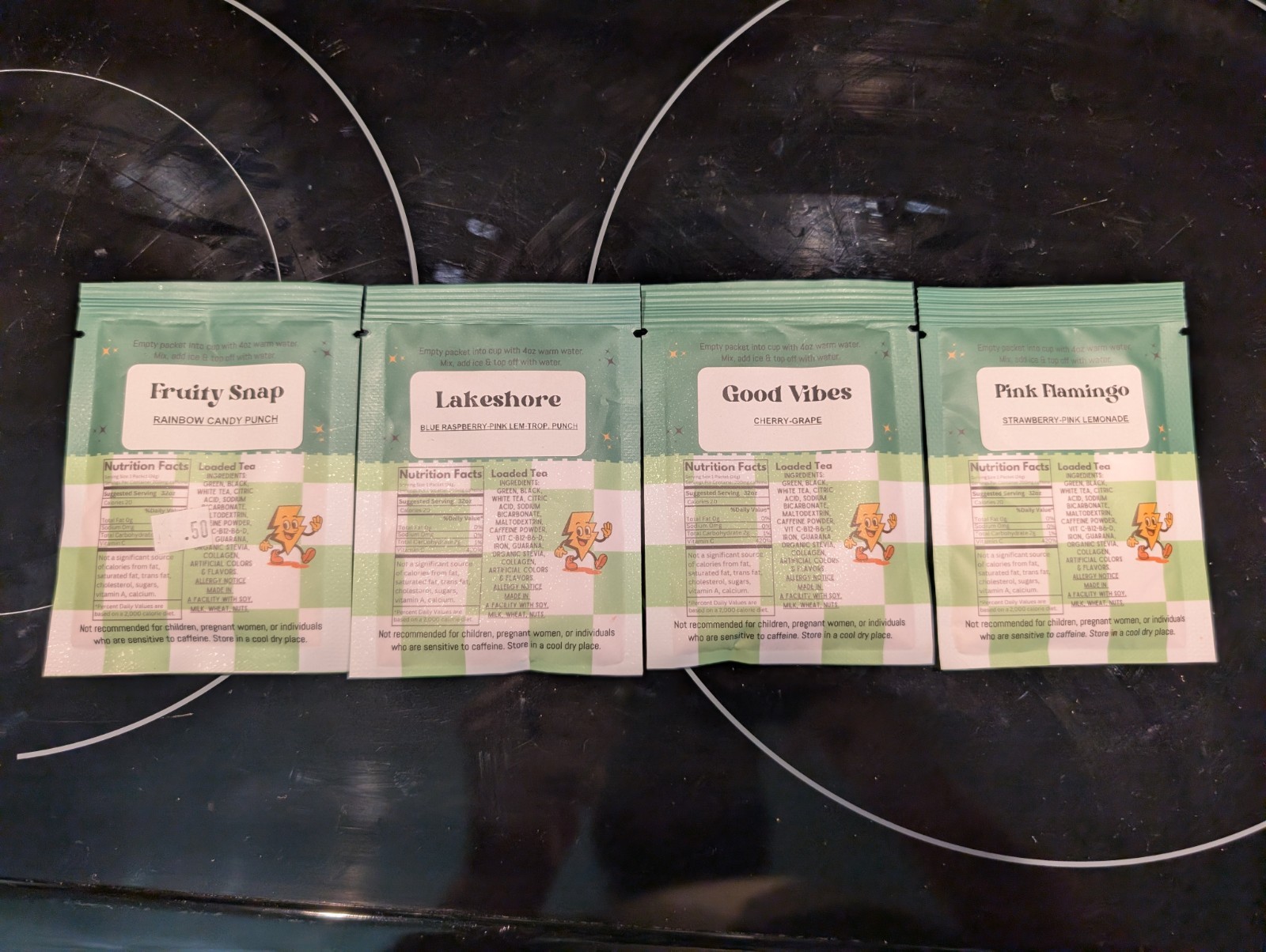 4 packets of “Get Loaded Tea”-Variety of Flavors! Berry,Sour 200mg Caffeine
